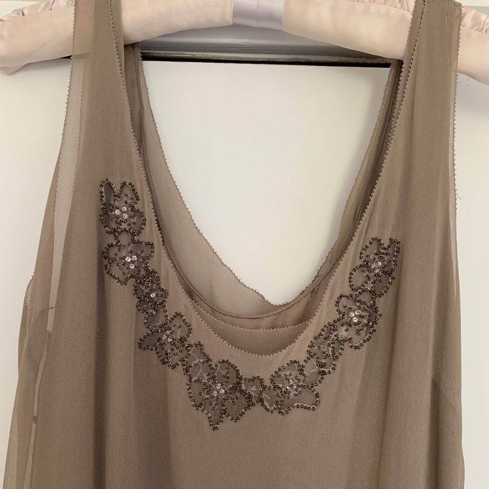 Vera Wang c2004 floaty tan/taupe formal gown size 12 or 14